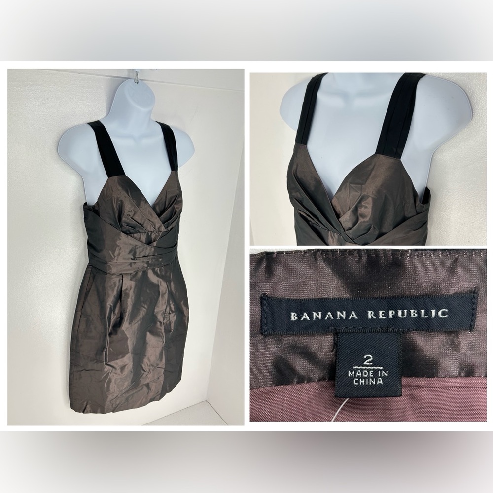 Banana Republic NWT Metallic Taffeta Dress Size 2 Sheath Cocktail Wedding NEW